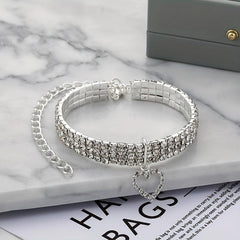 Sparkling Heart Dog Collar Necklace for Parties