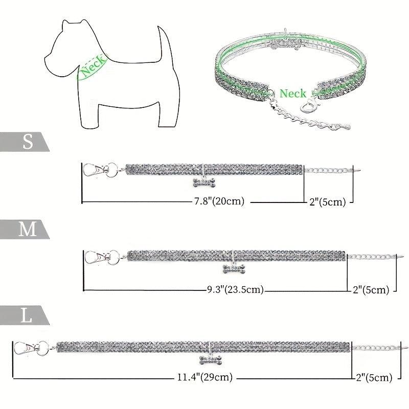 Sparkling Heart Dog Collar Necklace for Parties