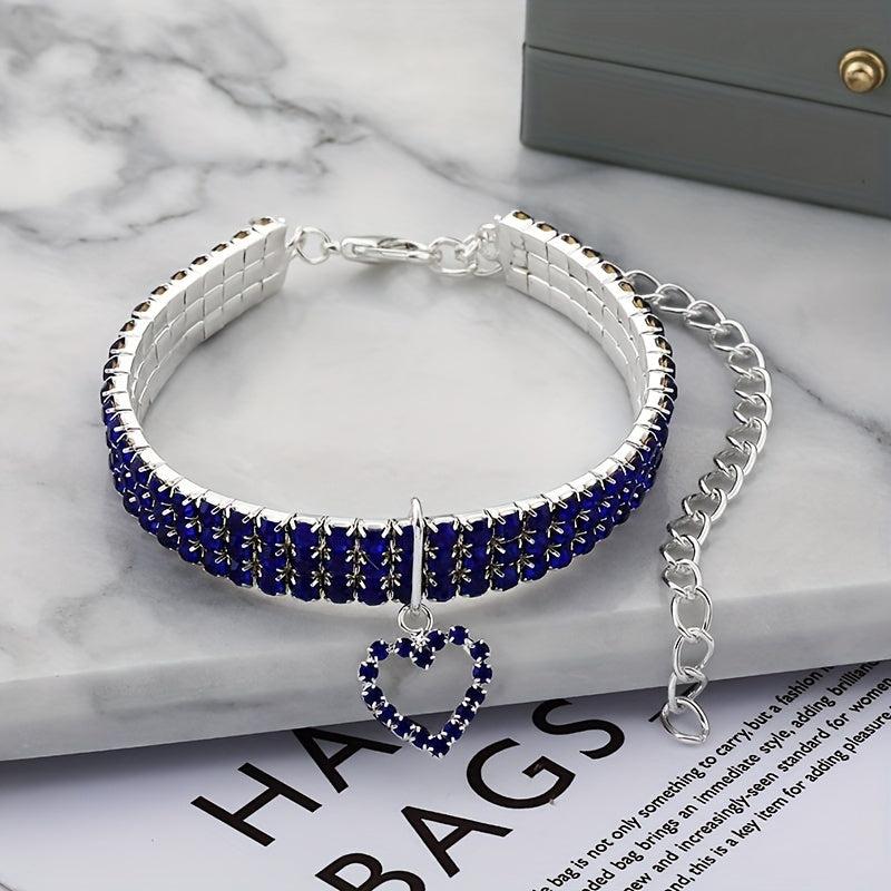 Sparkling Heart Dog Collar Necklace for Parties