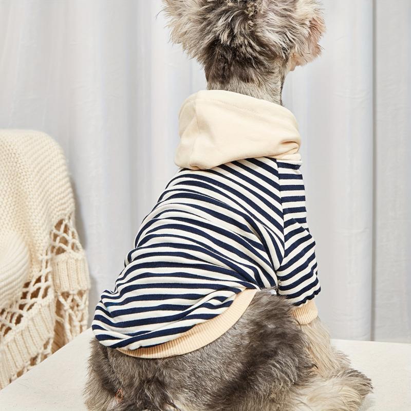 Striped Pet Coat with Hoodie for Spring & Summer