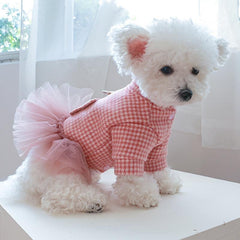 Houndstooth Pet Coat with Bear Embroidery