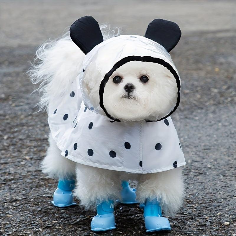 Waterproof Dog Raincoat Adjustable Lightweight Pet Rain Clothes With Poncho Hood