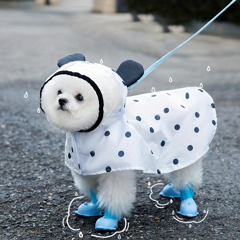 Waterproof Dog Raincoat Adjustable Lightweight Pet Rain Clothes With Poncho Hood
