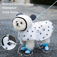 Waterproof Dog Raincoat Adjustable Lightweight Pet Rain Clothes With Poncho Hood