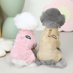 Warm Pet Fleece Clothes Dog Jumpsuit Sweater With Leash Ring