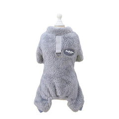 Warm Pet Fleece Clothes Dog Jumpsuit Sweater With Leash Ring