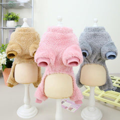 Warm Pet Fleece Clothes Dog Jumpsuit Sweater With Leash Ring