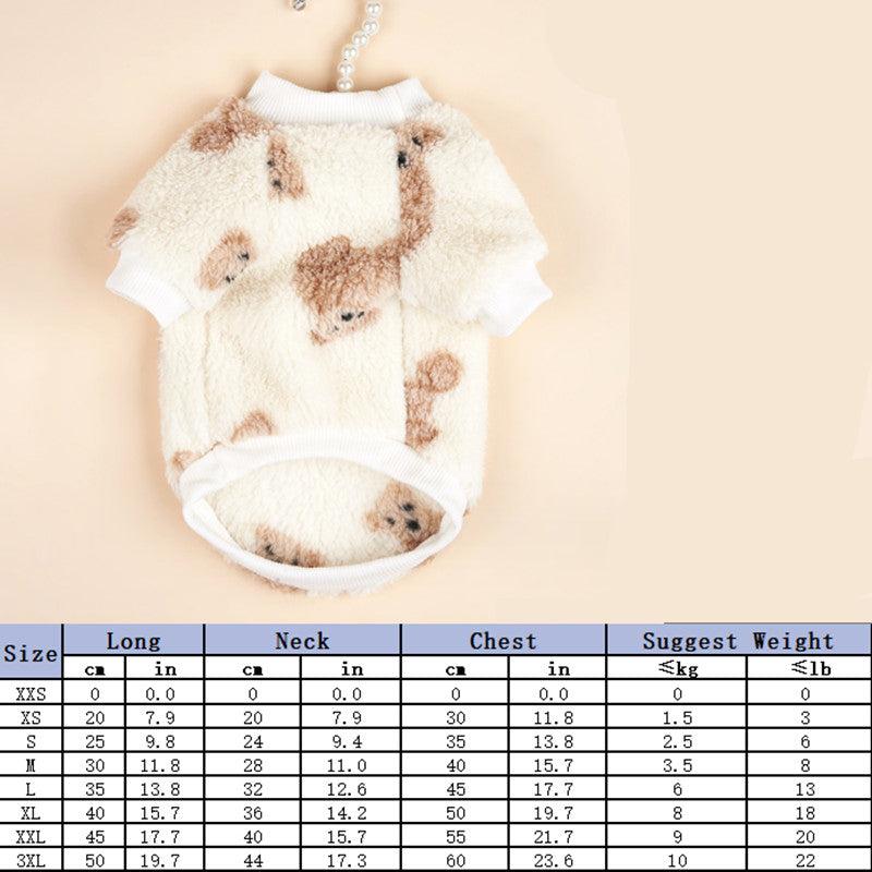 Cartoon Bear Graphic Pet Plush Sweater Dog Warm Clothes