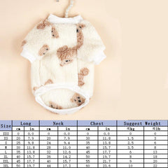 Cartoon Bear Graphic Pet Plush Sweater Dog Warm Clothes