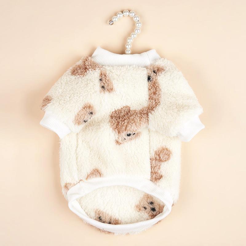 Cartoon Bear Graphic Pet Plush Sweater Dog Warm Clothes