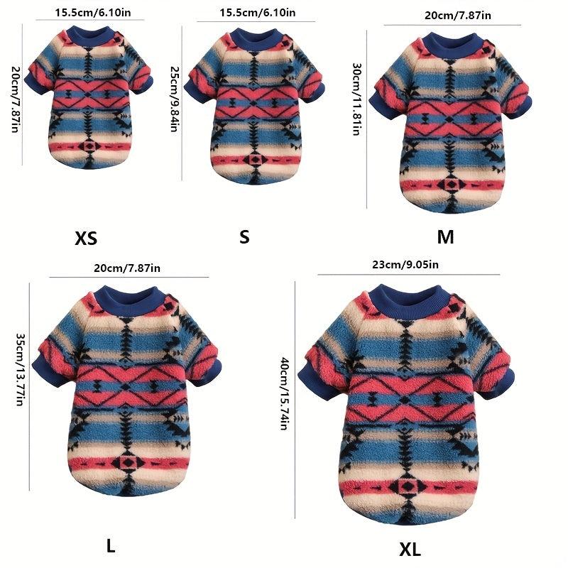Striped Dog Fleece Sweater Warm Puppy Pajamas Pet Apparel