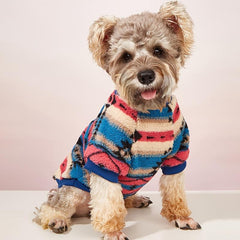 Striped Dog Fleece Sweater Warm Puppy Pajamas Pet Apparel