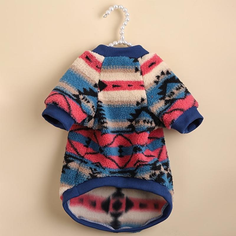 Striped Dog Fleece Sweater Warm Puppy Pajamas Pet Apparel