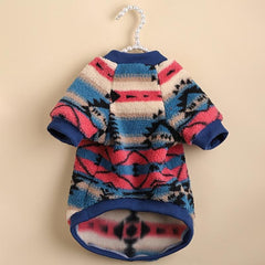 Striped Dog Fleece Sweater Warm Puppy Pajamas Pet Apparel