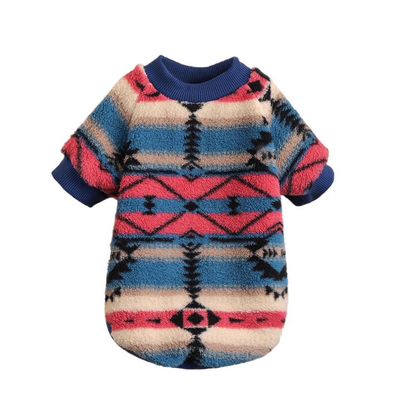 Striped Dog Fleece Sweater Warm Puppy Pajamas Pet Apparel