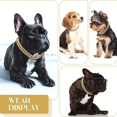 Sparkling Diamond Cuban Chain Collar for Dogs Secure Buckle & Walking