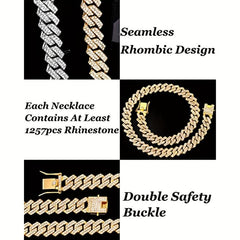Sparkling Diamond Cuban Chain Collar for Dogs Secure Buckle & Walking