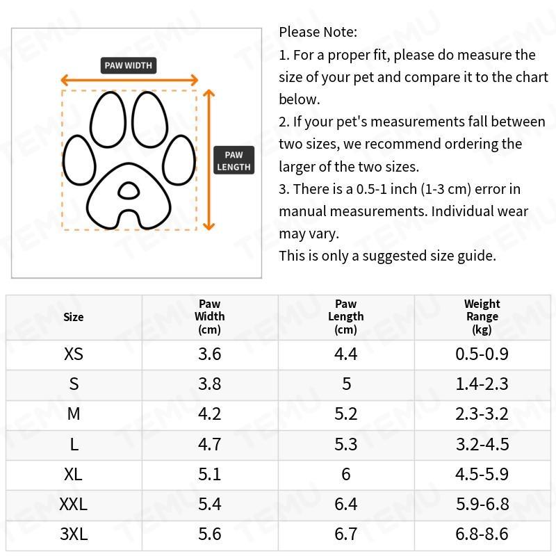 4pcs Dog Paw Protector Warm Anti-skid Rain Snow Boots