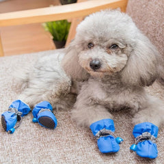 4pcs Dog Paw Protector Warm Anti-skid Rain Snow Boots