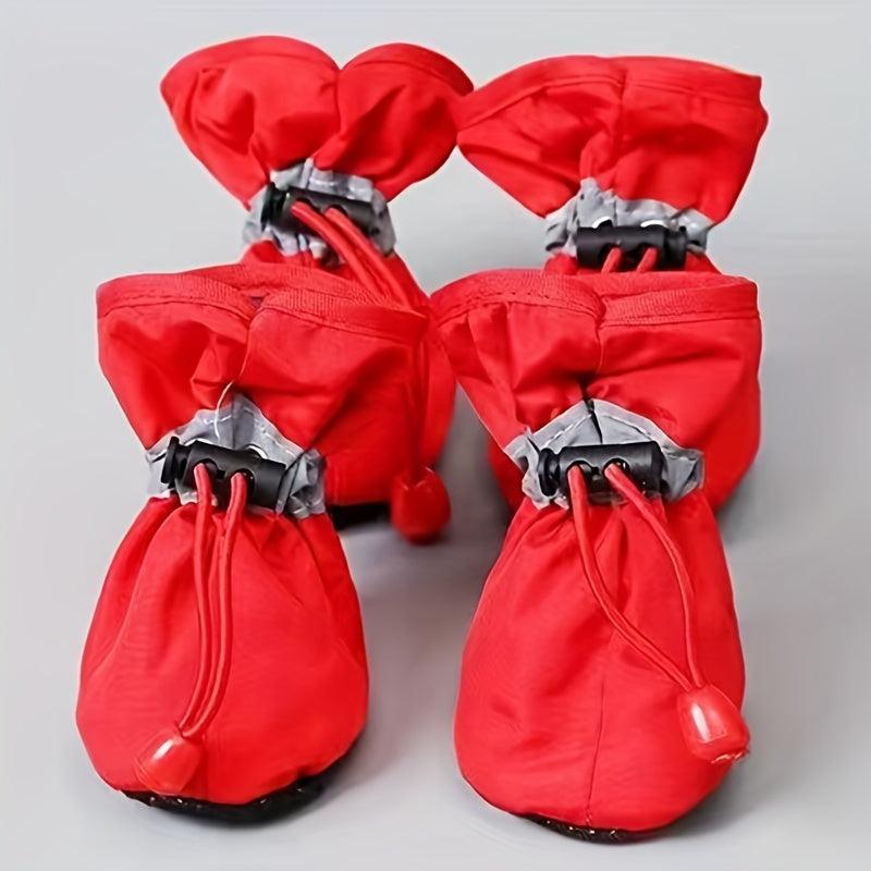 4pcs Dog Paw Protector Warm Anti-skid Rain Snow Boots