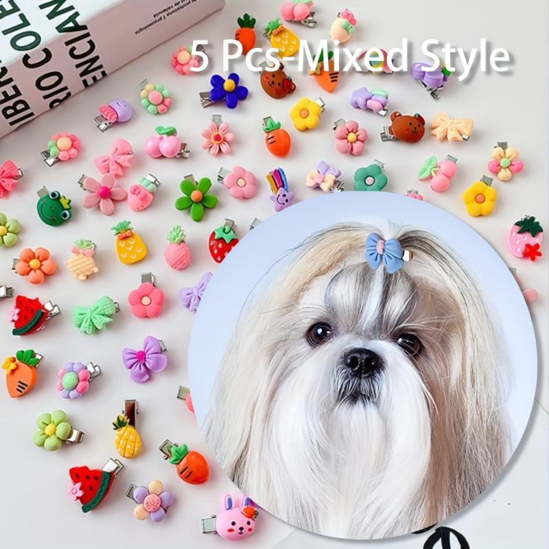 5Pcs Pet Hair Clips Dog Cat Hair Decoration Assorted Varieties