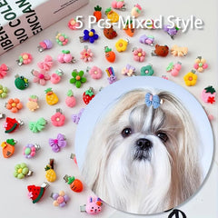 5Pcs Pet Hair Clips Dog Cat Hair Decoration Assorted Varieties