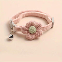 Dog Necklace with Flower Decor and Bell - Stylish Pet Collar