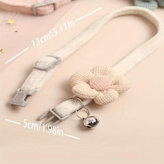 Dog Necklace with Flower Decor and Bell - Stylish Pet Collar