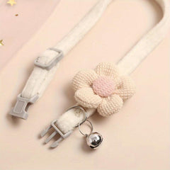 Dog Necklace with Flower Decor and Bell - Stylish Pet Collar