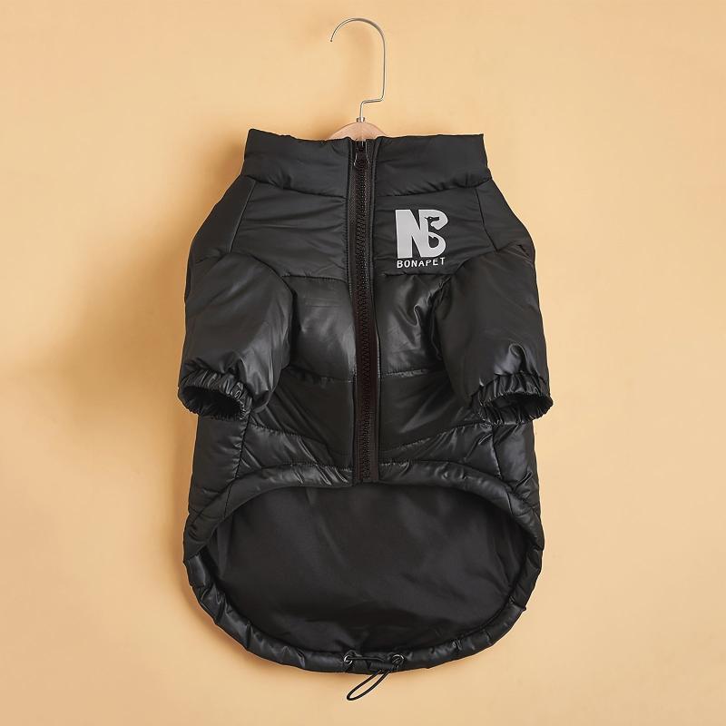 Reflective Letter Graphic Dog Coat Zip Up Thick Padded Jacket