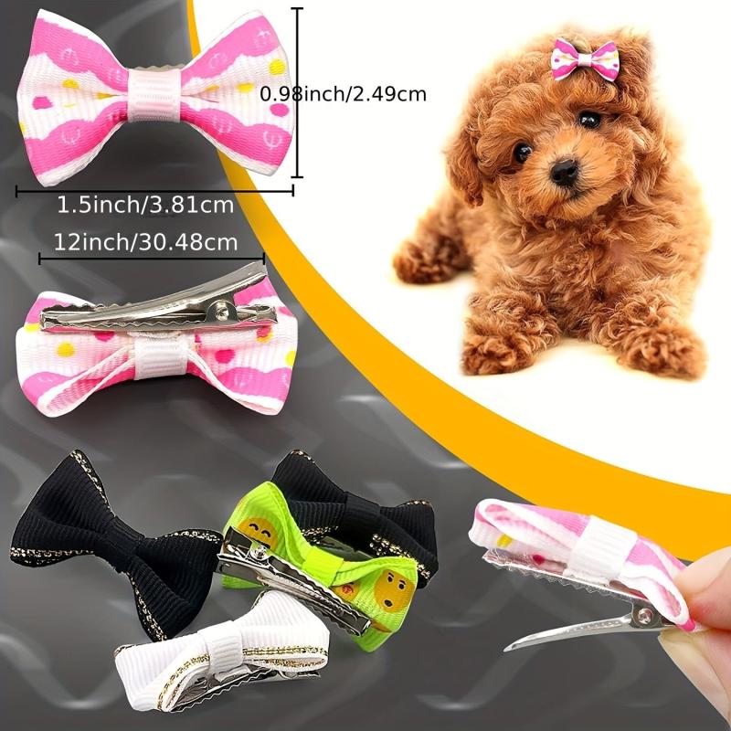 20pcs Puppy Dog Hair Clips Bowknot Hair Bows for Pet Grooming