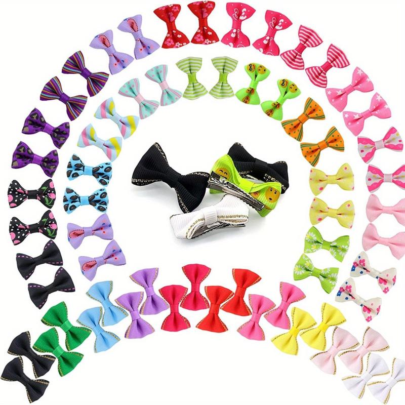 20pcs Puppy Dog Hair Clips Bowknot Hair Bows for Pet Grooming