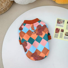 Colorful Plaid Dog Sweatshirts Warm Pet Clothes For Small Dogs