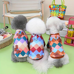 Colorful Plaid Dog Sweatshirts Warm Pet Clothes For Small Dogs