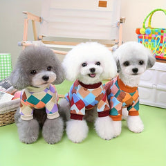 Colorful Plaid Dog Sweatshirts Warm Pet Clothes For Small Dogs