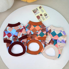 Colorful Plaid Dog Sweatshirts Warm Pet Clothes For Small Dogs