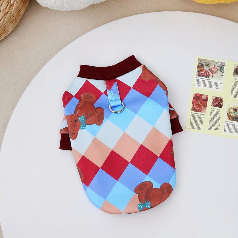 Colorful Plaid Dog Sweatshirts Warm Pet Clothes For Small Dogs