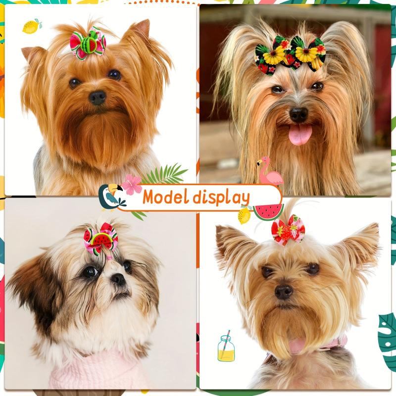 10pcs Fruit Printed Bow Hair Ties for Dogs/Cats