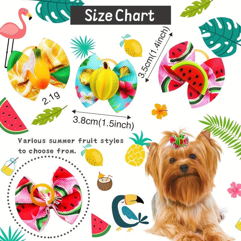 10pcs Fruit Printed Bow Hair Ties for Dogs/Cats