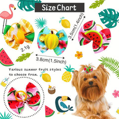 10pcs Fruit Printed Bow Hair Ties for Dogs/Cats