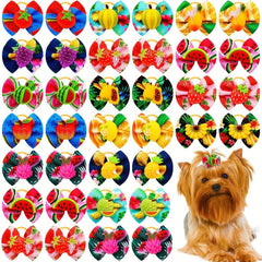 10pcs Fruit Printed Bow Hair Ties for Dogs/Cats