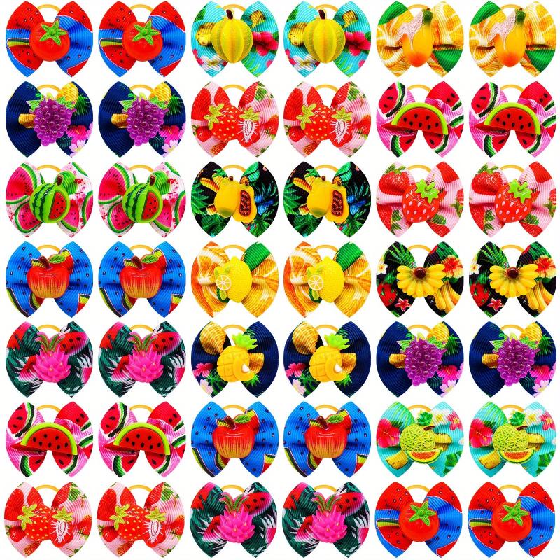 10pcs Fruit Printed Bow Hair Ties for Dogs/Cats