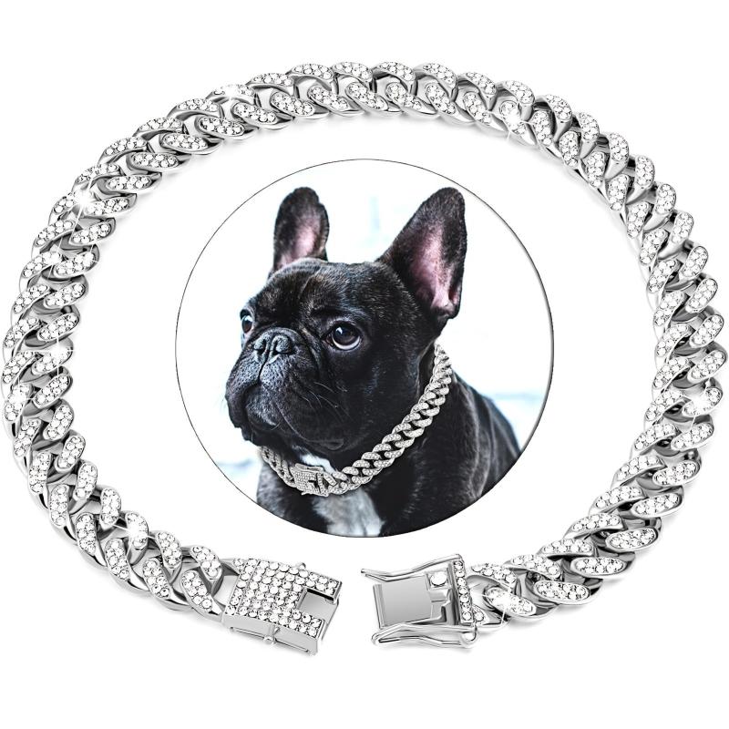 Pet Cuban Chain Collar Jewelry Golden Chain Necklace Dog Jewelry