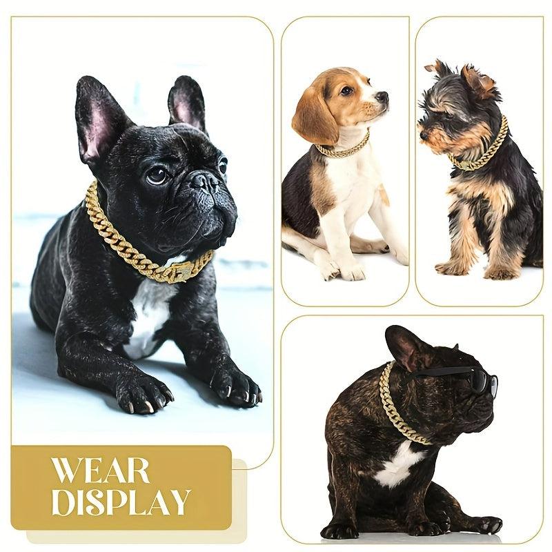 Pet Cuban Chain Collar Jewelry Golden Chain Necklace Dog Jewelry