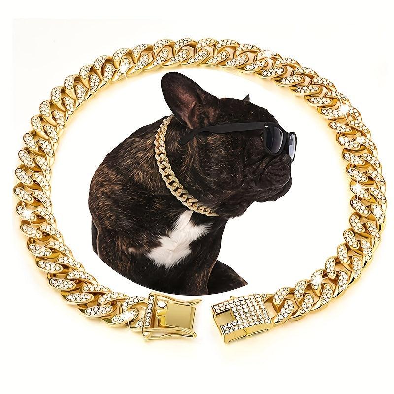 Pet Cuban Chain Collar Jewelry Golden Chain Necklace Dog Jewelry