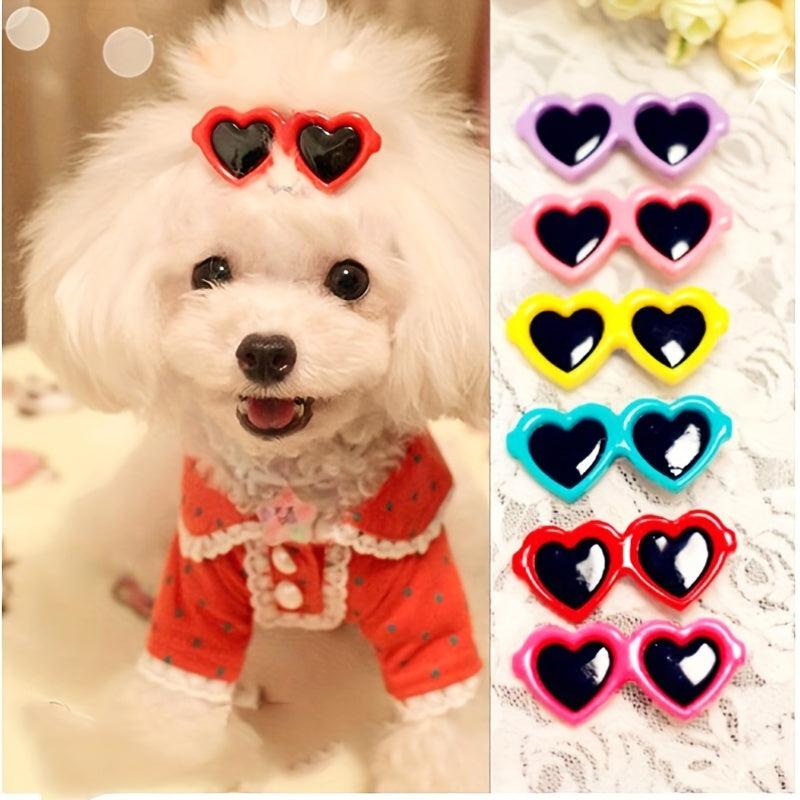 Heart Sunglasses Dog Hair Clips for Summer Grooming