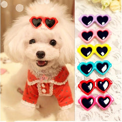 Heart Sunglasses Dog Hair Clips for Summer Grooming