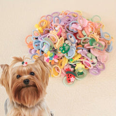 30pcs Colorful Dog Hair Ties Elastic Bands for Pets & Girls' Ponytails
