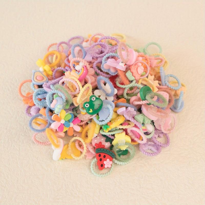 30pcs Colorful Dog Hair Ties Elastic Bands for Pets & Girls' Ponytails