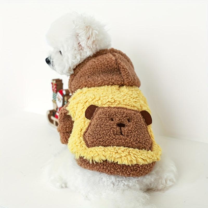 Cartoon Bear Patched Pet Hoodie Dog Warm Clothes